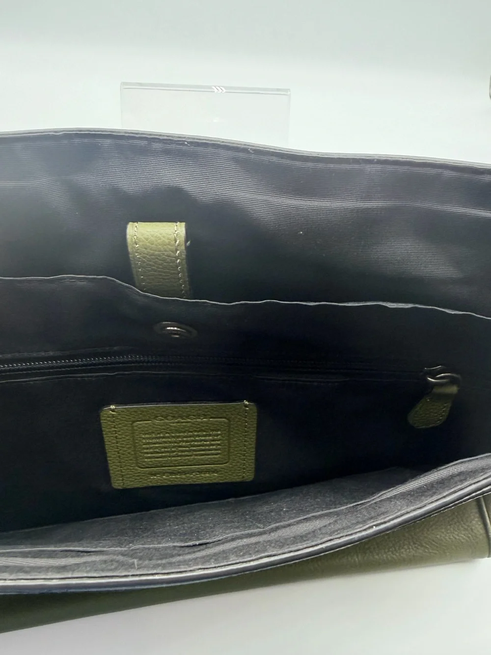 Coach Hudson F36810 Olive Saddle Pebbled Leather Messenger Laptop Bag